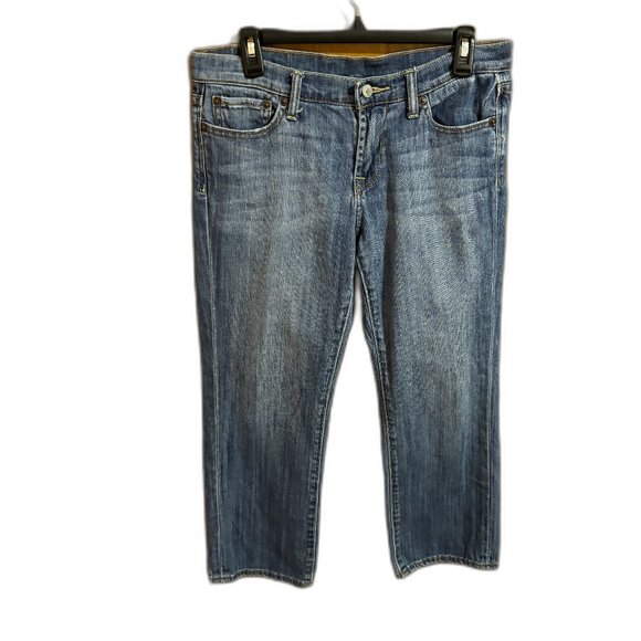 Lucky Brand Crop 7WP1064 Lightly Distressed Blue Denim Jeans Women's‎ - Picture 1 of 14